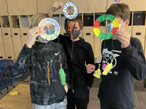 East 5th Graders and Their Dreamcatcher Creations